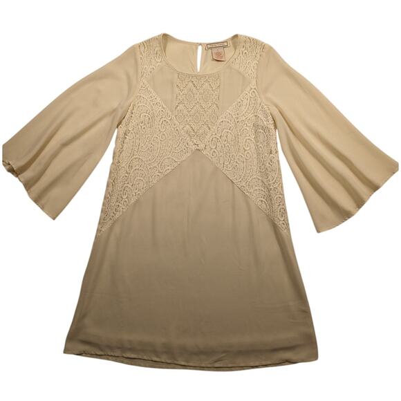 Anthropologie Flying Tomato Dress Sm Cream Dainty Lace Boho Embroidery Retro - Picture 4 of 13